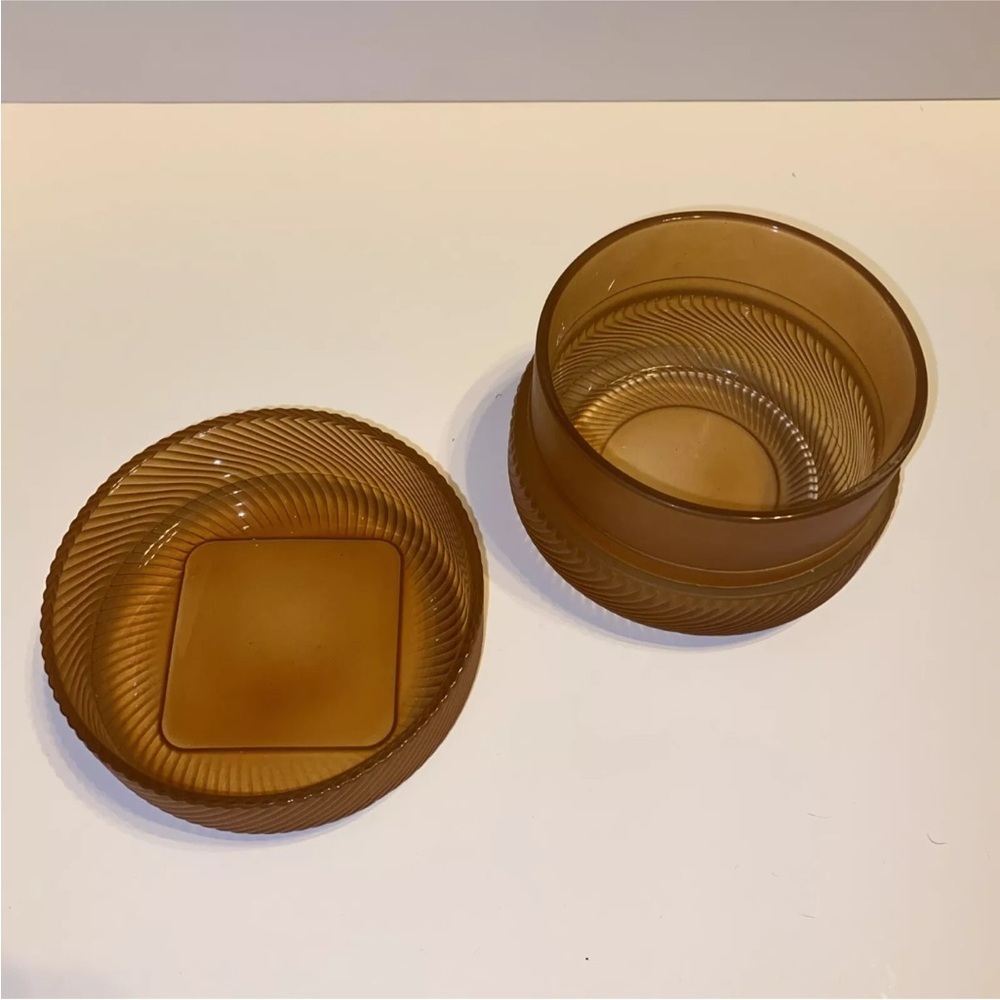 VTG Orange Glass Powder holder Trinket Holder Collectible Versatile Jewelry Jar